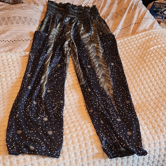 Pants - Blue Patterned Pants Xl